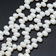 Natural Cultured Freshwater Pearl Beads Strands, Potato, Creamy White, 7~10x6~7mm, Hole: 0.8mm, about 65pcs/strand, 13.7 inch(35cm)(PEAR-G004-01E-01A)