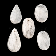 Natural Moonstone Pendants, Teardrop/Oval Charms, 30.5~37.5x17.5~20.5x4.5~6.5mm, Hole: 2mm(G-M408-C01)