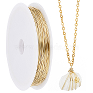 Eco-Friendly Copper Wire, Round Beading Wire, with Spool, Long-Lasting Plated, Real 14K Gold Plated, 24 Gauge, 0.5mm, about 131.23 Feet(40m)/Bag(CWIR-SC0001-04C-G)