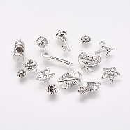 Assorted Tibetan Style Alloy Findings, Mixed Style, Antique Silver, 5.5~24x3~15x1~10mm, Hole: 1~5mm(X-PALLOY-XCP0009-02AS)