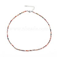 Faceted Glass Beaded Necklaces, with 304 Stainless Steel Lobster Claw Clasps and Brass Extender Chain, Rondelle, Colorful, 15.87 inch(40.3cm)(NJEW-JN02553-04)