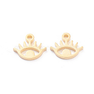 304 Stainless Steel Charms, Laser Cut, Eye, Golden, 8.5x9.5x1mm, Hole: 1.2mm(X-STAS-I151-03G)
