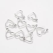 Tibetan Style Alloy Charms, Cadmium Free & Lead Free, Heart, Antique Silver, 13x15x1mm, Hole: 1.5mm(TIBEP-22390-AS-LF)