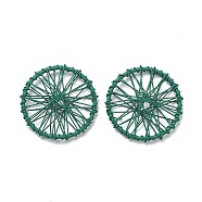 Spray Painted Alloy Pendants,  Bicycle Wheel Charm, Green, 30x2.5mm(PALLOY-M195-01B)