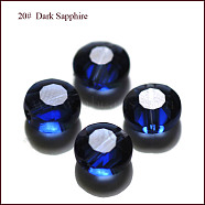 Imitation Austrian Crystal Beads, Grade AAA, K9 Glass, Faceted, Flat Round, Prussian Blue, 8x4mm, Hole: 0.9~1mm(SWAR-F065-8mm-20)