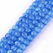 Synthetic Crackle Quartz Beads Strands, Round, Dyed, Dodger Blue, 8mm, Hole: 1mm, about 50pcs/strand, 15.7 inch(GLAA-S134-8mm-10)