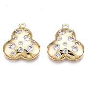 Brass Micro Pave Clear Cubic Zirconia Charms, Nickel Free, Cloud, Real 18K Gold Plated, 15x14x3mm, Hole: 1mm(KK-N232-259)