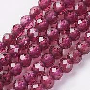 Natural Grade AA Garnet Bead Strand, Round, Faceted, 2mm, Hole: 0.5mm, about 164pcs/strand, 15.8 inch(40.2cm)(G-G680-04)