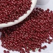 MIYUKI Round Rocailles Beads, Japanese Seed Beads, (RR426) Opaque Red Luster, 8/0, 3mm, Hole: 1mm, about 422~455pcs/10g(X-SEED-G008-RR0426)