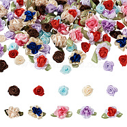 Jewelry 10 Style Polyester Imitation Flower Ornamenrt Accessories, for DIY Dress, Shoes Decoration, Mixed Color, 15~31x11~37x5~11mm, 150pcs/bag(DIY-PJ0001-33)