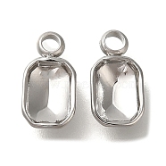 304 Stainless Steel Pendant Cabochon Settings, Rectangle, Stainless Steel Color, Tray: 6x4mm, 10x5.5x2mm, Hole: 1.4mm(STAS-I310-26P)