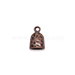 Tibetan Style Zinc Alloy Charms, Cadmium Free & Lead Free, Small Bell, Red Copper, 14x9x5mm, Hole: 2mm(FIND-WH0094-84R)