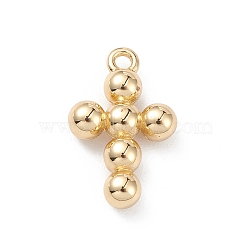 Rack Plating Brass Pendants, Cross Charms, Long-Lasting Plated, Cadmium Free & Lead Free, Real 18K Gold Plated, 14.5x9.5x3mm, Hole: 1.2mm(KK-L155-45G)