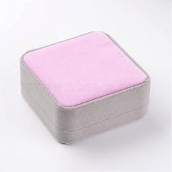 Square Velvet Bracelet/Bangle Boxes, Jewelry Gift Boxes, Gray, 9x9x4.1cm(VBOX-D007-02B)