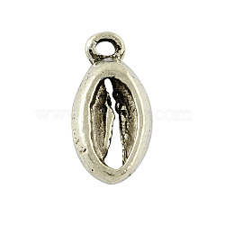 Tibetan Style Alloy Lip Charms, Cadmium Free & Lead Free, Antique Silver, 17x8x3mm, Hole: 2mm, about 790pcs/1000g(TIBEP-0375-AS-LF)