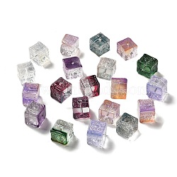 Transparent Glass Beads, Gradient Color, Square, Mixed Color, 10x11x11mm, Hole: 1.5mm(GLAA-D025-02A)