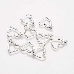 Tibetan Style Alloy Charms, Cadmium Free & Lead Free, Heart, Antique Silver, 13x15x1mm, Hole: 1.5mm(TIBEP-22390-AS-LF)