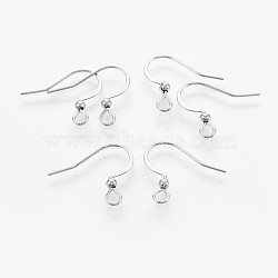 316 Surgical Stainless Steel French Earring Hooks, with Horizontal Loop, Flat Earring Hooks, Stainless Steel Color, 15.5~16x18.9~19mm, Hole: 2mm, Pin: 0.7mm(X-STAS-P221-03P)