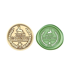 Merry Christmas Wax Seal Brass Stamp Head, for Wax Seal Stamp, Golden, Word, 25x15mm, Inner Diameter: 7mm(AJEW-Z031-04G-30)