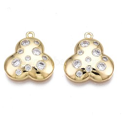 Brass Micro Pave Clear Cubic Zirconia Charms, Nickel Free, Cloud, Real 18K Gold Plated, 15x14x3mm, Hole: 1mm(KK-N232-259)