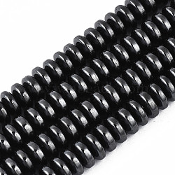 Non-magnetic Synthetic Hematite Beads Strands, Rondelle, Black, 6.5x3mm, Hole: 1mm, about 137~139pcs/strand, 15.55~15.75 inch(39.5~40cm)(X-G-Q529-1)