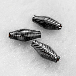 Steel Spring Beads, Coil Beads, Rice, Gunmetal, about 4mm wide, 9mm long, hole: 1mm(X-STAS-D004-B)