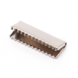 Brass Ribbon Crimp Ends, Crimp End Findings, Rectangle, Platinum, 8x21mm(KK-WH0044-03P)