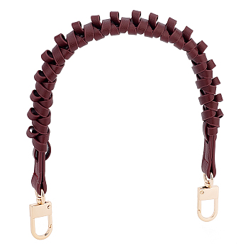 PU Leather Braided Bag Handles, with Swivel Clasp, for Bag Strap Replacement Accessories, Dark Red, 44.7x2.3cm