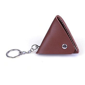 Imitation Leather Mini Triangle Women's Wallet Keychian, with Metal Key Ring, Coconut Brown, 23.5x7.7cm