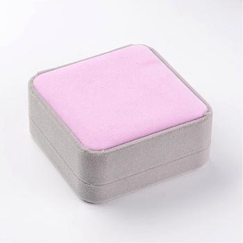 Square Velvet Bracelet/Bangle Boxes, Jewelry Gift Boxes, Gray, 9x9x4.1cm