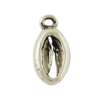 Tibetan Style Alloy Lip Charms, Cadmium Free & Lead Free, Antique Silver, 17x8x3mm, Hole: 2mm, about 790pcs/1000g