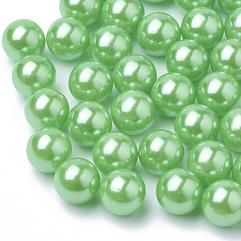 ABS Plastic Beads, Imitation Pearl, No Hole, Round, Light Green, 8mm