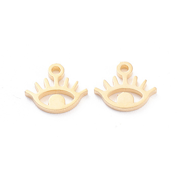 304 Stainless Steel Charms, Laser Cut, Eye, Golden, 8.5x9.5x1mm, Hole: 1.2mm