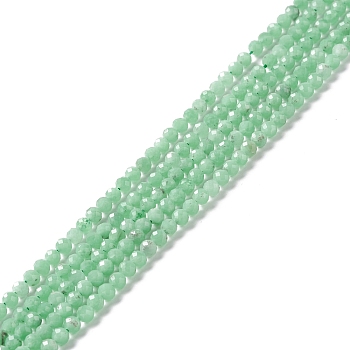 Natural Glass Beads Strands, Faceted, Round, Spring Green, 3mm, Hole: 0.6mm, about 113pcs/strand, 15.24~15.43 inch(38.7~39.2cm)