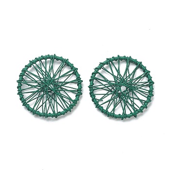 Spray Painted Alloy Pendants,  Bicycle Wheel Charm, Green, 30x2.5mm