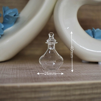 Miniature Glass Bottle, with Lid, for Dollhouse Accessories Pretending Prop Decorations, Clear, 26x40mm