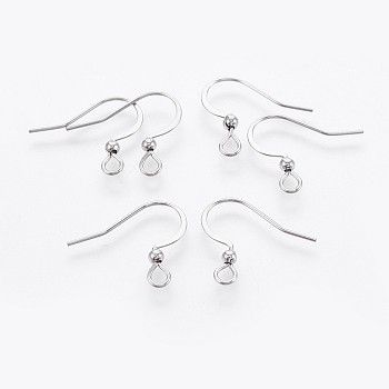 316 Surgical Stainless Steel French Earring Hooks, with Horizontal Loop, Flat Earring Hooks, Stainless Steel Color, 15.5~16x18.9~19mm, Hole: 2mm, Pin: 0.7mm