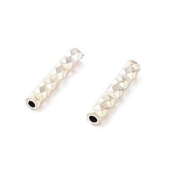 925 Sterling Silver Tube  Beads, Textured, Silver, 8.5x1.5mm, Hole: 0.7mm, 142pcs/10g