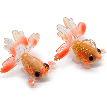 Translucent Resin Pendants, Goldfish Charms, Orange Red, 28.5x17.4mm