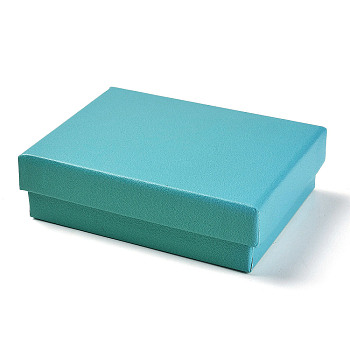 (Defective Closeout Sale: Fading) Cardboard Gift Box Jewelry Boxes, for Necklace, Earrings, with Black Sponge Inside, Turquoise, 9.1x6.8x2.7cm