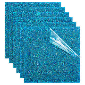 Transparent Acrylic Sheets, with Glitter Powder, Square, Dodger Blue, 150x150x2.8~3mm