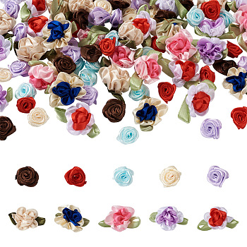 Jewelry 10 Style Polyester Imitation Flower Ornamenrt Accessories, for DIY Dress, Shoes Decoration, Mixed Color, 15~31x11~37x5~11mm, 150pcs/bag