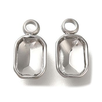 304 Stainless Steel Pendant Cabochon Settings, Rectangle, Stainless Steel Color, Tray: 6x4mm, 10x5.5x2mm, Hole: 1.4mm