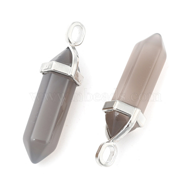 Natural Grey Agate Double Terminated Pointed Pendants(X-G-F295-05M)-2