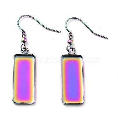 Rainbow Color Rectangle 304 Stainless Steel Earring Settings