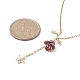 Lasso-Halskette aus legierter Emaille-Rose mit Schmetterling und 304 Edelstahlketten(NJEW-JN04321)-2