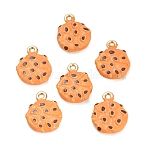 Alloy Enamel Charms, Cookies Charms, Golden, Sandy Brown, 15x12x3.5mm, Hole: 1.4mm(AL-CBAC5EF-09G-01)