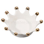Porcelain Crown Shape Jewelry Plate, Storage Tray for Rings, Necklaces, Earring, White, 114x35mm(DJEW-WH0039-120)