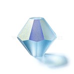 Preciosa&reg Crystal Beads, Czech Crystal, Bicone(451 69 302 Rondelle), 60120 20019 Malibu Blue AB Matt, 6mm(X-PRC-BA6-60120-20019)