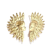 201 Stainless Steel Sun Stud Earrings, with 304 Stainless Steel Pins, Golden, 49x29mm(EJEW-D084-13G)